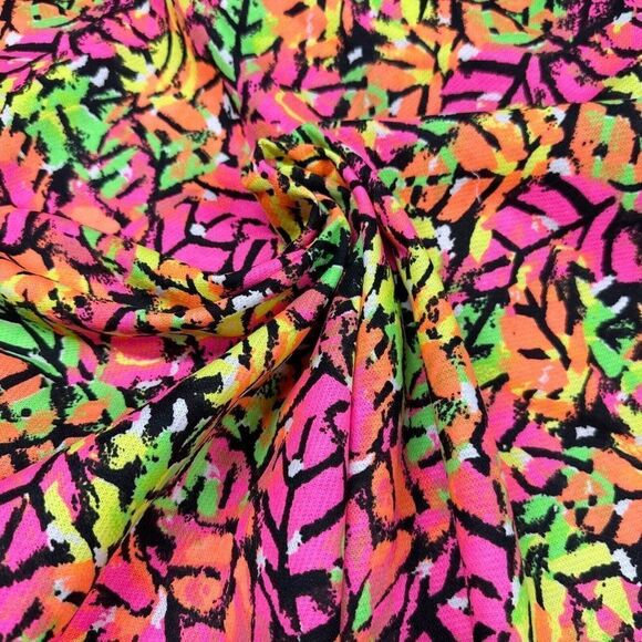 1 Yard Vintage 90s Neon Abstract Print Sweatshirt Fleece Fabric Barbiecore - Picture 6 of 8